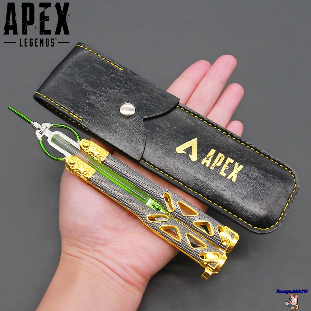 Mô hình Apex legends Balisong butterfly knife octane heirloom hợp kim kèm kệ đỡ bao da 21cm