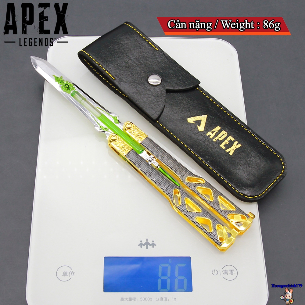 Mô hình Apex legends Balisong butterfly knife octane heirloom hợp kim kèm kệ đỡ bao da 21cm