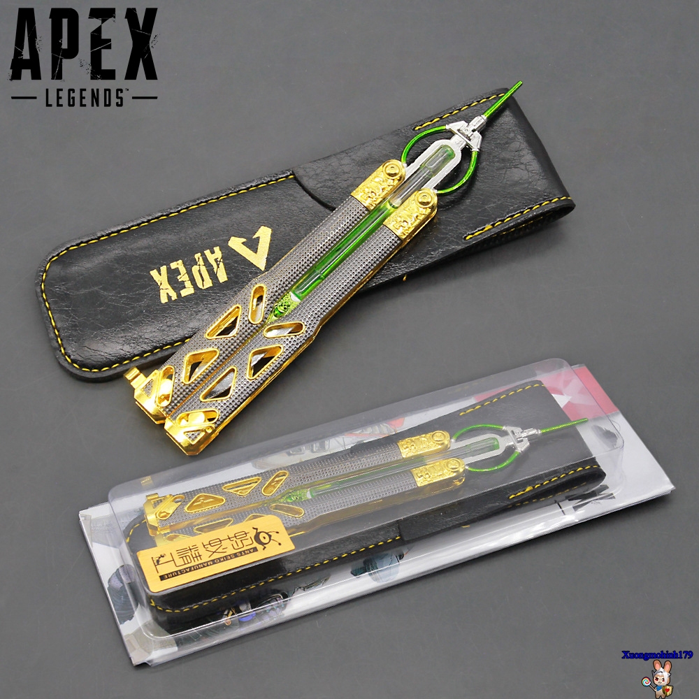 Mô hình Apex legends Balisong butterfly knife octane heirloom hợp kim kèm kệ đỡ bao da 21cm