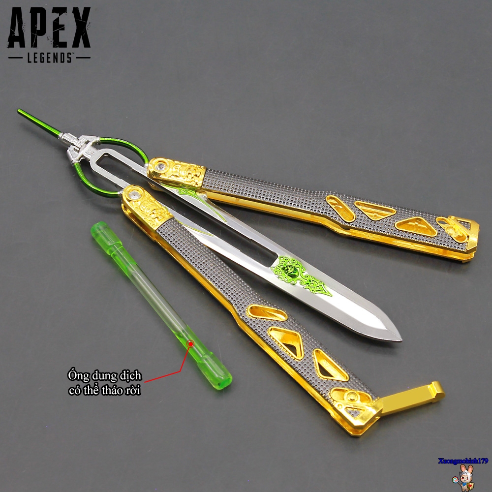 Mô hình Apex legends Balisong butterfly knife octane heirloom hợp kim kèm kệ đỡ bao da 21cm