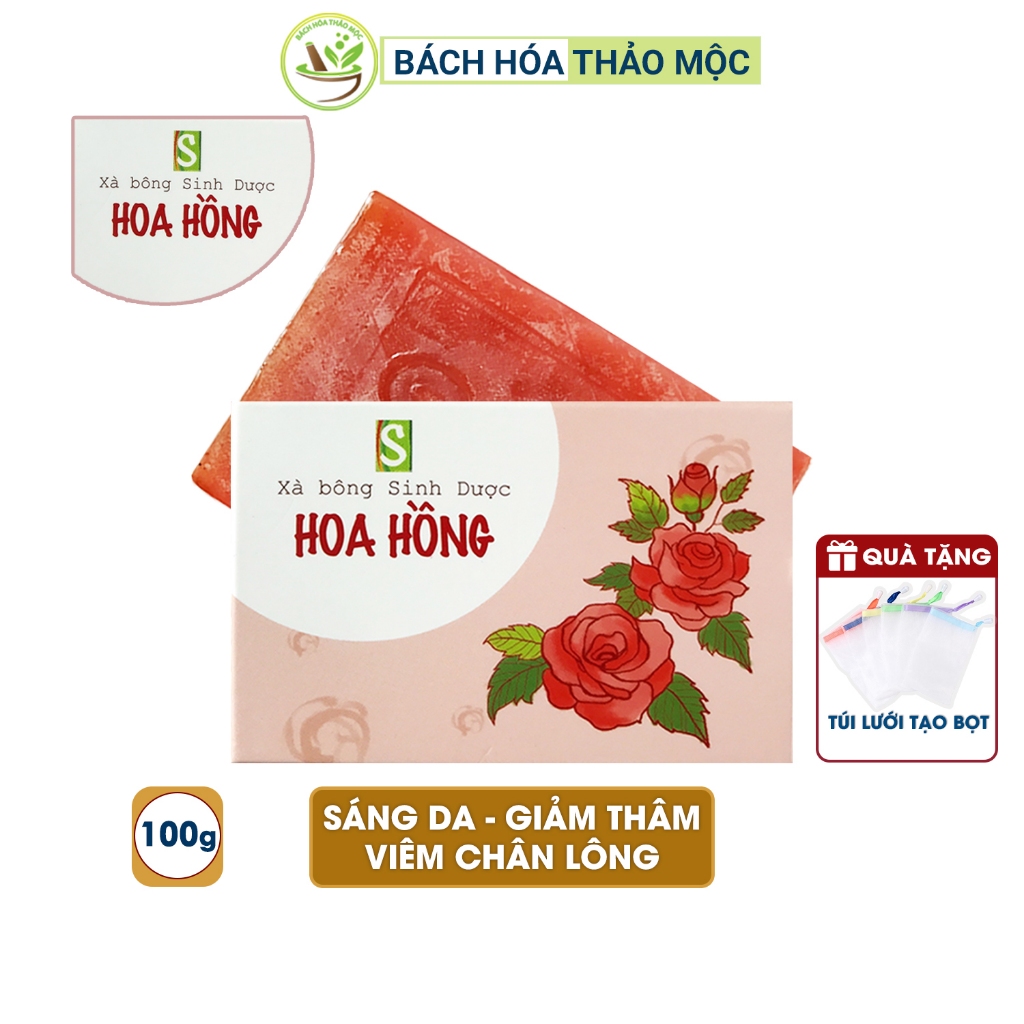 Xà Phòng Thiên Nhiên - Xà Bông Sinh Dược Hoa Hồng (Bản Giới Hạn) 100gram Dưỡng Da Dịu Nhẹ