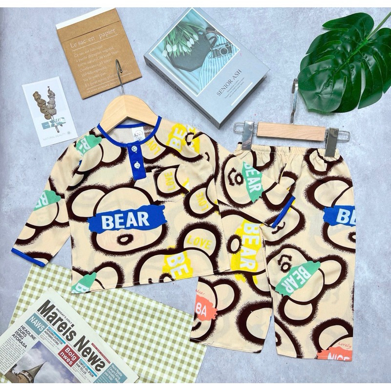 Bộ TOLE/LANH bé trai tay dài quần dài phối viền màu size 9-37kg