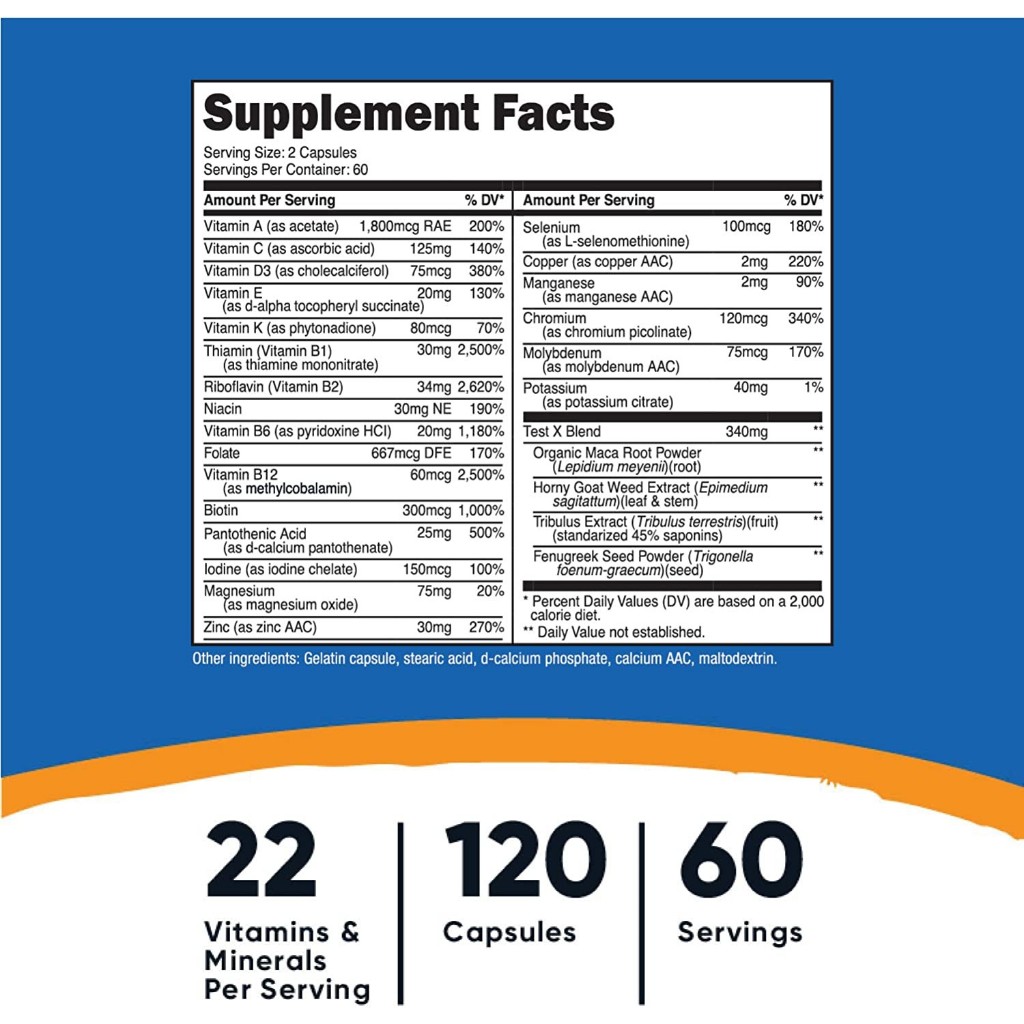 Nutricost Multivitamin For Men - Viên Uống Bổ Sung 22 Loại Vitamin Và Khoáng Chất Cần Thiết Cho Cơ Thể