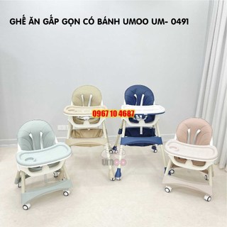 Ghế ăn dặm đa năng cao cấp Umoo Hàn Quốc chính hãng - Ghế ăn dặm gấp gọn có bánh xe điều chỉnh độ cao 2 cấp độ UM-0491