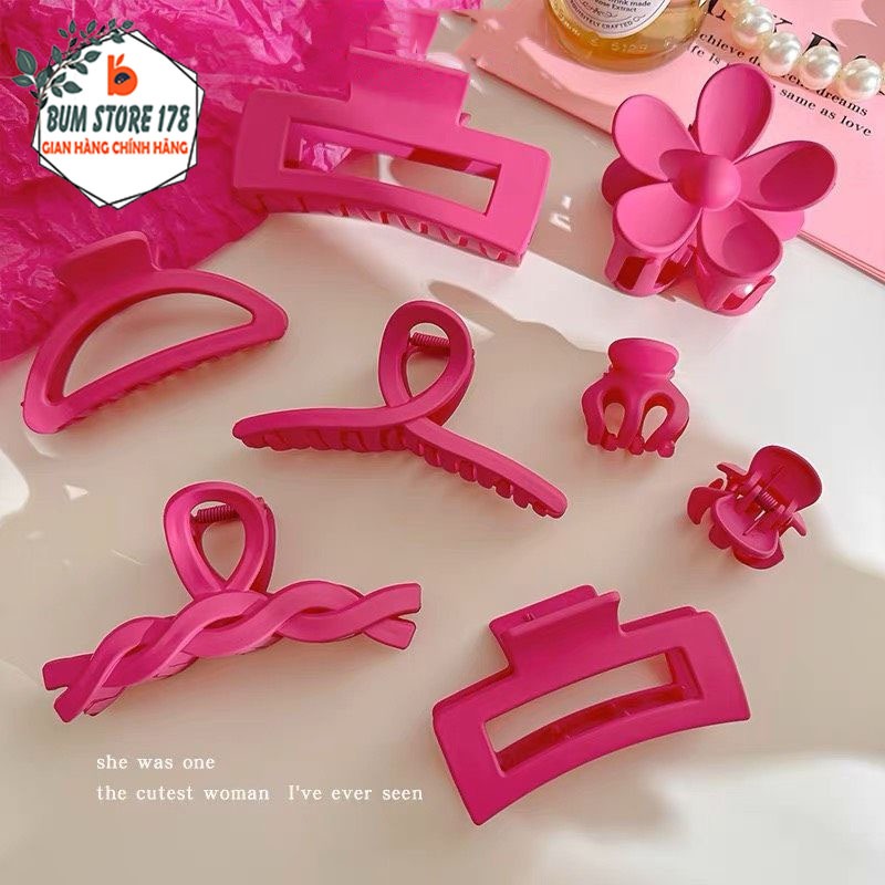 Combo 8 Kẹp Tóc Càng Cua Hàn Quốc Cỡ Lớn Màu Hồng Xinh Xắn, Set Kẹp Càng Cua Nhiều Kiểu Đa Dạng Phon