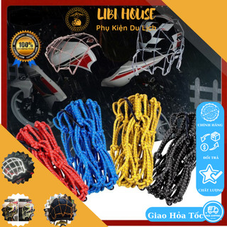 Lưới Thun Phản Quang Ràng Bình Xăng Nón Bảo Hiểm Ràng Đồ Xe Máy Size 40x40 Có 6 Móc Thép Bọc Cao Su Cố Định LIBI House