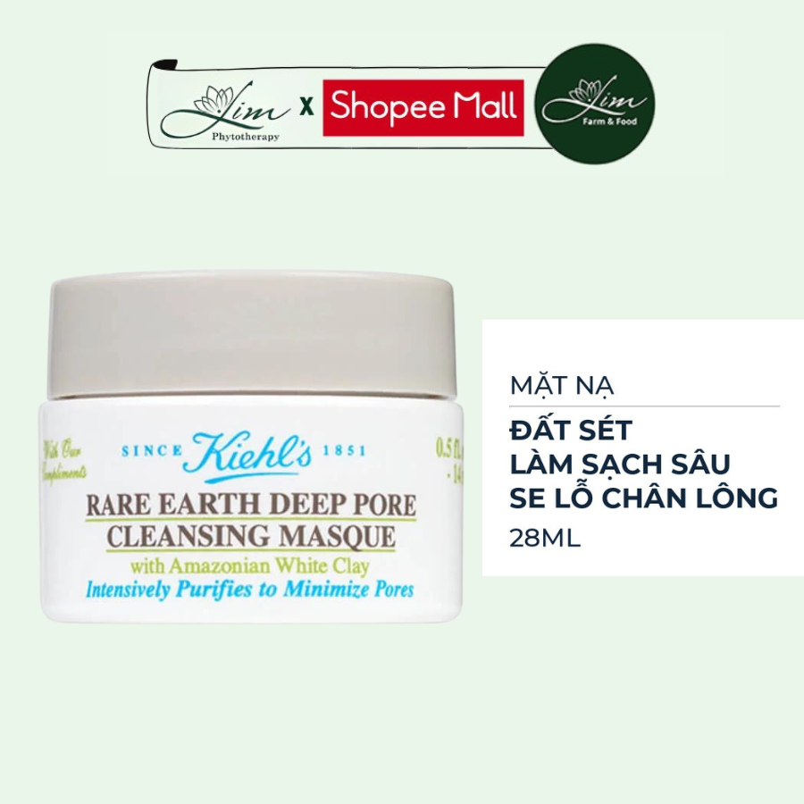 Mặt Nạ Đất Sét Kiehl's Rare Earth Deep Pore Cleansing Masque, Dưỡng Trắng, Sạch Mụn Đầu Đen Mini 14g