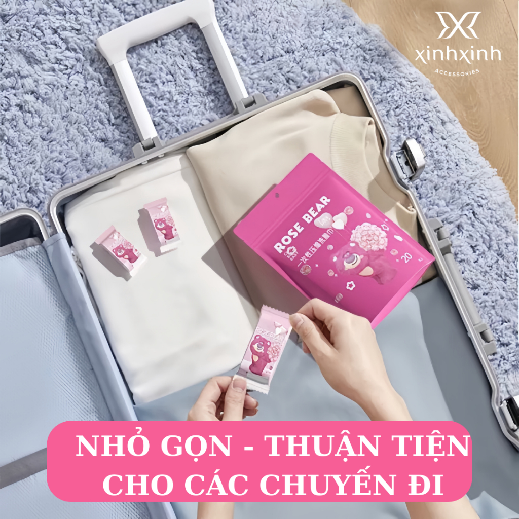 Khăn Giấy Lau Mặt Nén Dạng Viên Kẹo Tiện Lợi Đa Năng . Gói 20 Viên Mềm Mại Nhỏ Gọn .  Kích Thước 30x28 cm Skincare