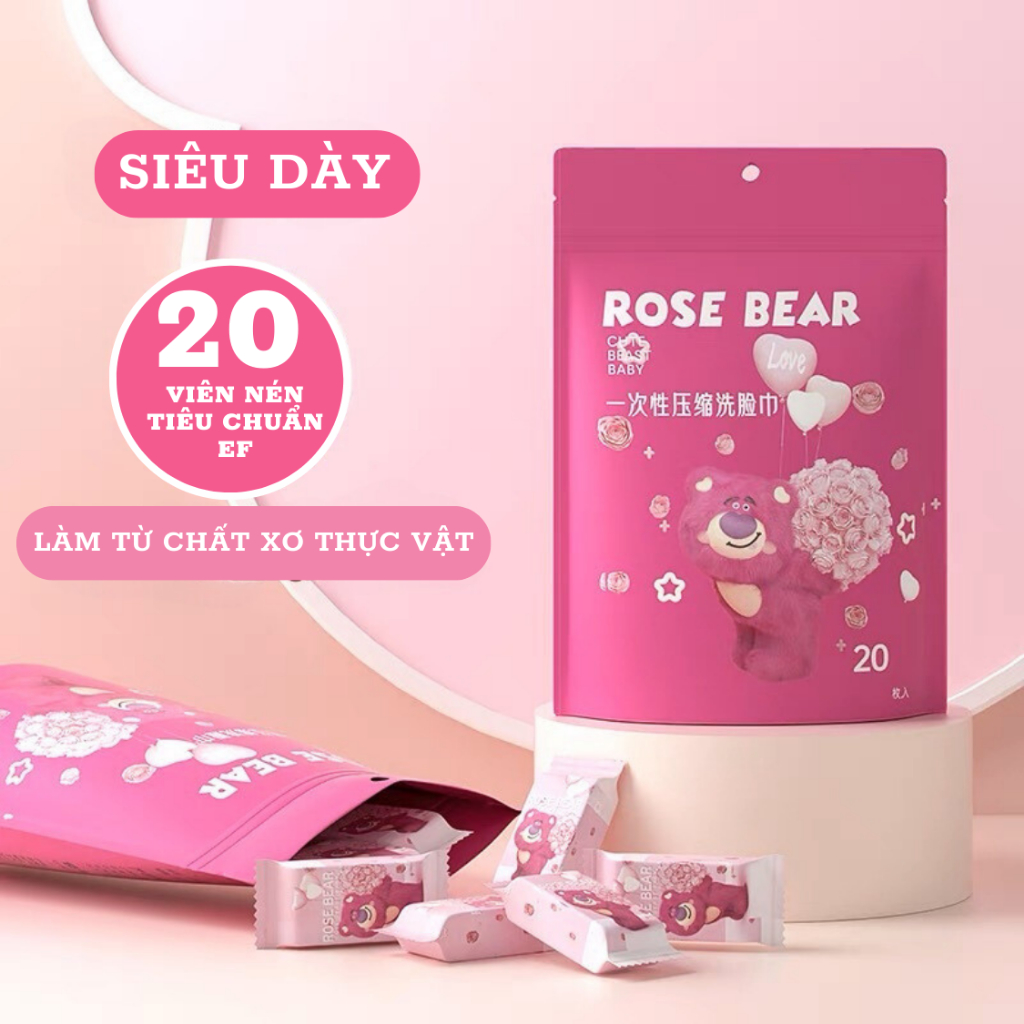 Khăn Giấy Lau Mặt Nén Dạng Viên Kẹo Tiện Lợi Đa Năng . Gói 20 Viên Mềm Mại Nhỏ Gọn .  Kích Thước 30x28 cm Skincare