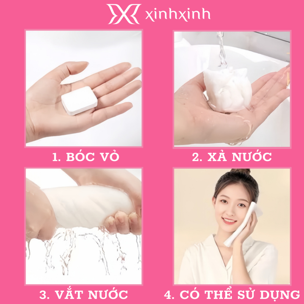 Khăn Giấy Lau Mặt Nén Dạng Viên Kẹo Tiện Lợi Đa Năng . Gói 20 Viên Mềm Mại Nhỏ Gọn .  Kích Thước 30x28 cm Skincare