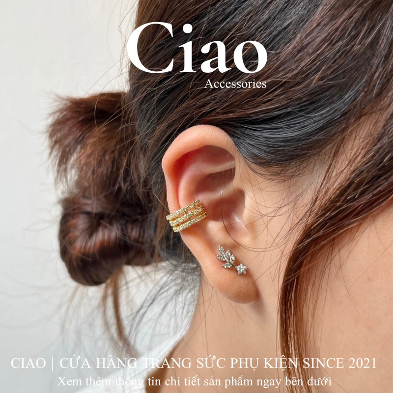 [HOẢ TỐC 1H] Khuyên vành tai/ Kẹp vành mạ bạc đính đá mã 62 Ciao accessories
