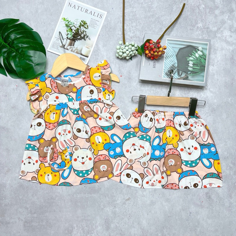 Bộ tole / lanh bé gái dáng baby doll quần đùi size 9-37kg