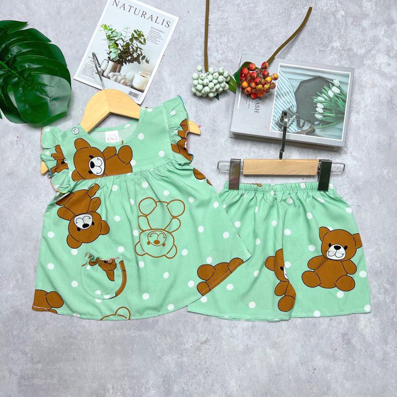 Bộ tole / lanh bé gái dáng baby doll quần đùi size 9-37kg