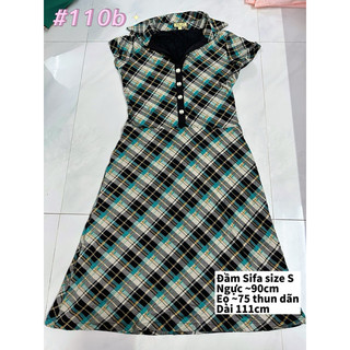 Đầm Sifa cộc tay cổ sơ mi đính nút size 7