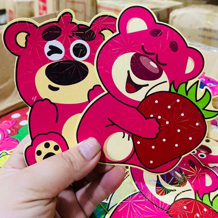 100 Bao lì xì chibi GẤU DÂU phản quang