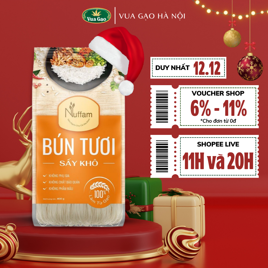 Bún Tươi Sấy Khô 400gr - Chính Hãng Nuffam - Thơm Ngon, Làm Hoàn Toàn Từ Gạo (Cam kết date mới)