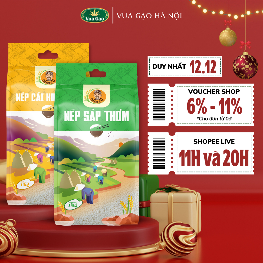 Combo Nếp Sáp Thơm và Nếp Cái Hoa Vàng - Thương hiệu Vua Gạo - Túi 1kg