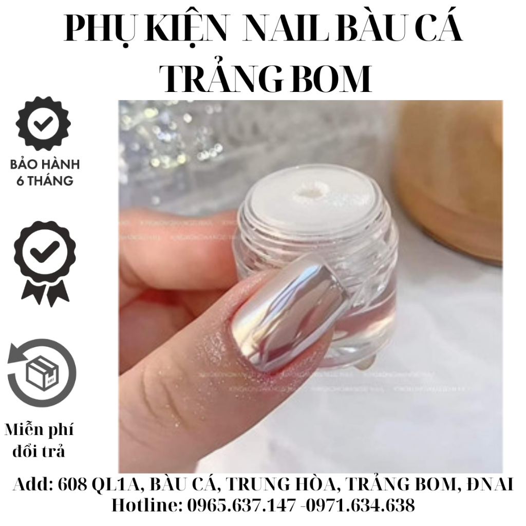Tráng Gương Trắng Ngọc Trai Ánh Bạc (Metan) Siêu Sáng Dành Cho Nail