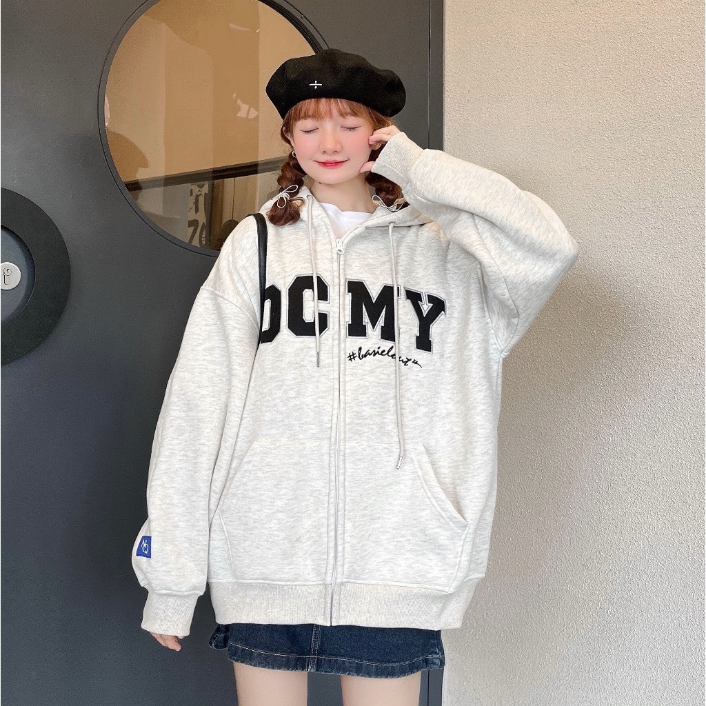 Áo Hoodie Zip Dây Kéo Khoá OCMY Form Rộng Nam Nữ Unisex