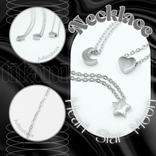  Dây Chuyền Vòng Cổ Thép Không Gỉ SAO TIM TRĂNG Không Gỉ Không Đen Không Ngứa julies box 66 Phụ nữ Kỷ niệm Hàng ngày 