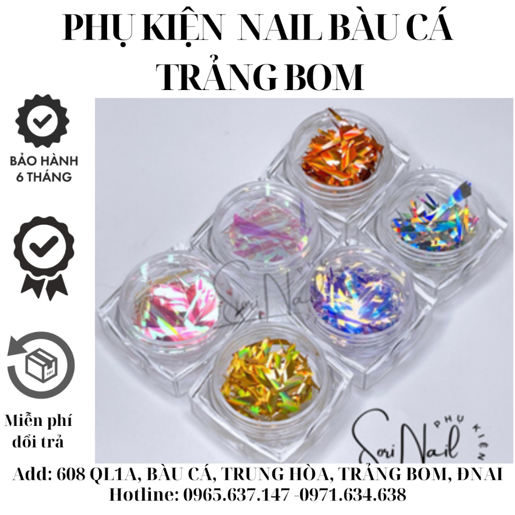Sét Giấy Thủy Tinh, Giấy Bóng Kính Galaxy Phụ Kiện Trang Trí Móng Nail