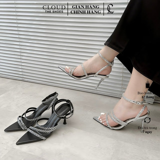 Giày cao gót 8cm CL mũi nhọn quai chéo dây đá