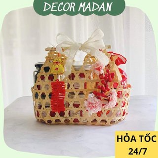 Giỏ tre đựng quà, lẵng tre gói quà tết cổ truyền , giỏ tre đựng hoa quả trang trí ngày lễ tết