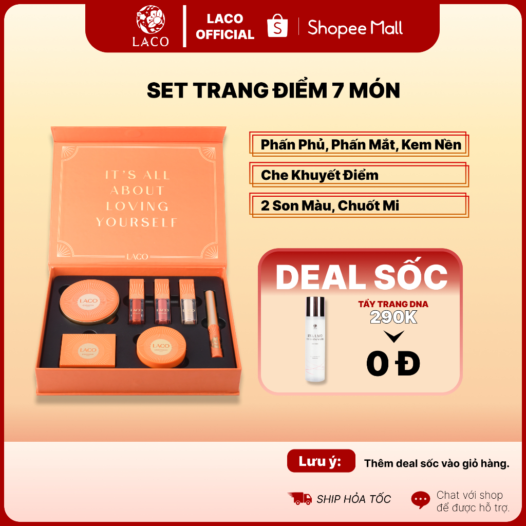 Set Trang Điểm Cơ Bản LACO 7 món - Tặng Kèm 1 Chỉ Kẻ Mắt, Bộ Trang Điểm Đầy Đủ