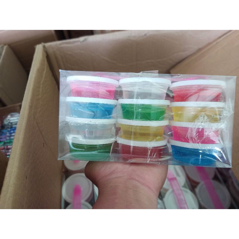 Hộp 12 hủ slime màu trong suốt