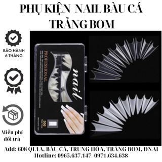 Móng nối phom nhọn dài, móng típ nhọn màu trong và đục hộp 500 móng - sơri nail