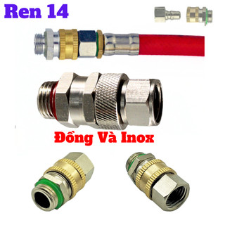 Khớp Nối Nhanh Xoay Chống Xoắn Dây Phun Rửa Xe Ren 14