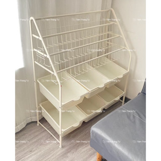Kệ giá đựng đồ đa năng 6 khay kéo, giá đựng sách báo, decor nhà phong cách hiện đại