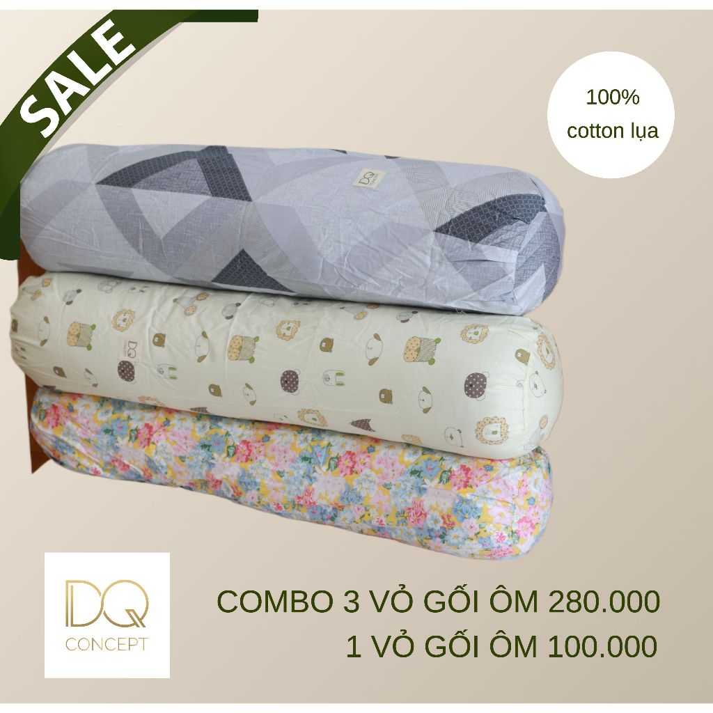 Vỏ gối ôm chất liệu 100% cotton lụa Hàn Quốc