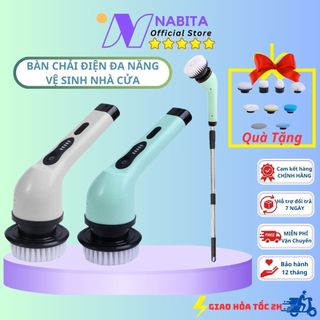 Máy Vệ Sinh Bằng Điện Đa Năng, Máy Cọ Nhà Tắm bằng điện AICHI đa năng, Vệ Sinh Mọi Không Gian Trong Nhà, 9 Đầu - NABITA