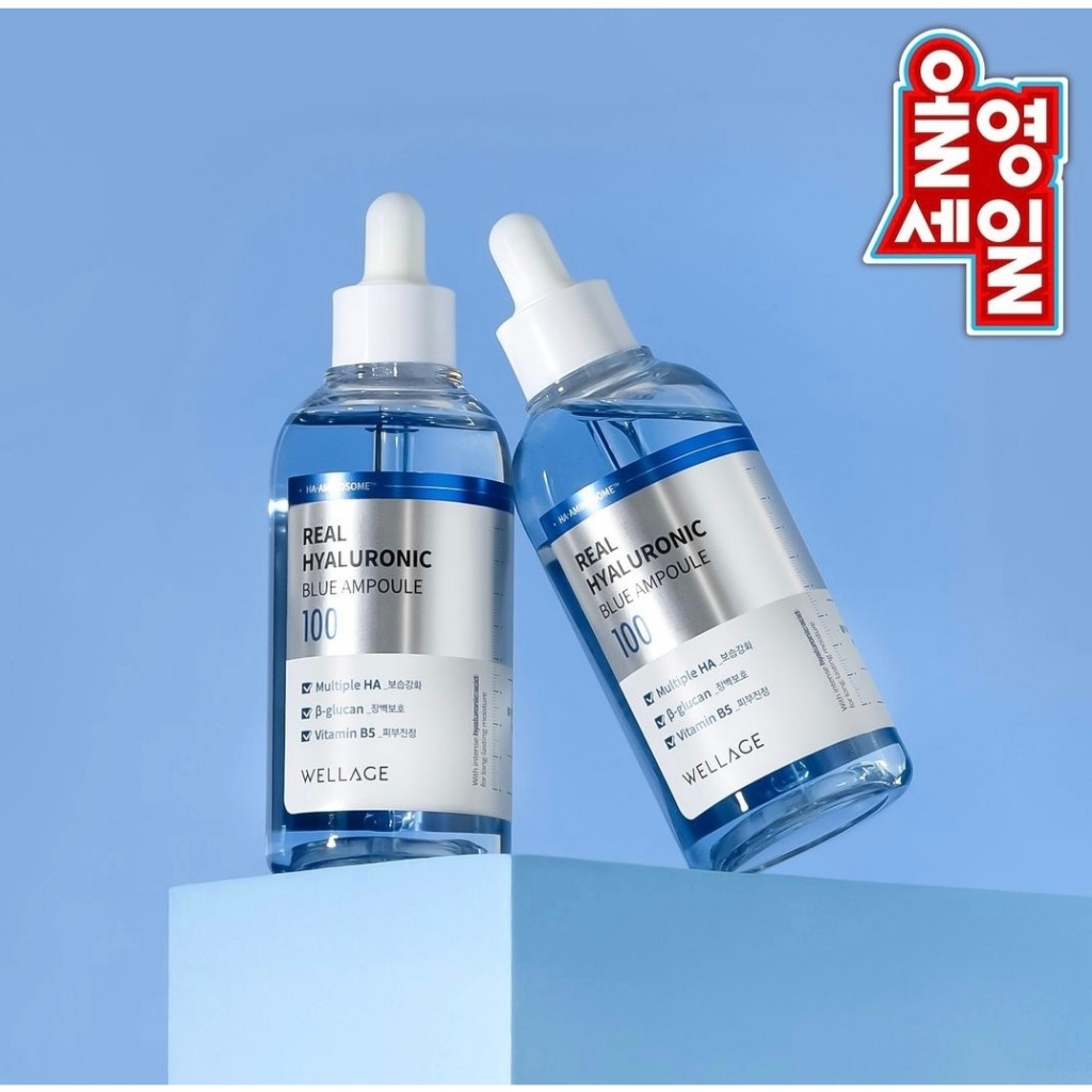 Serum cấp nước WELLAGE REAL HYALURONIC BLUE AMPOULE