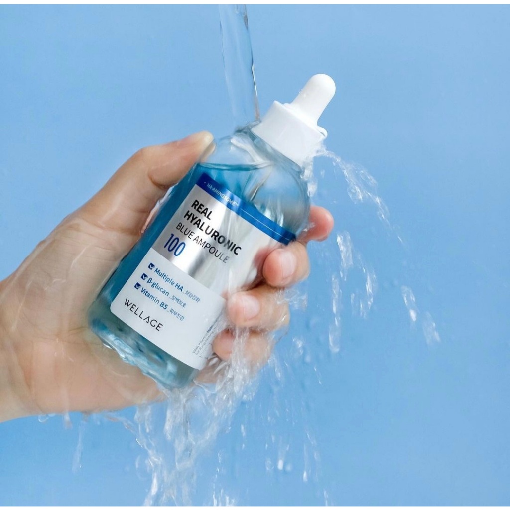 Serum cấp nước WELLAGE REAL HYALURONIC BLUE AMPOULE