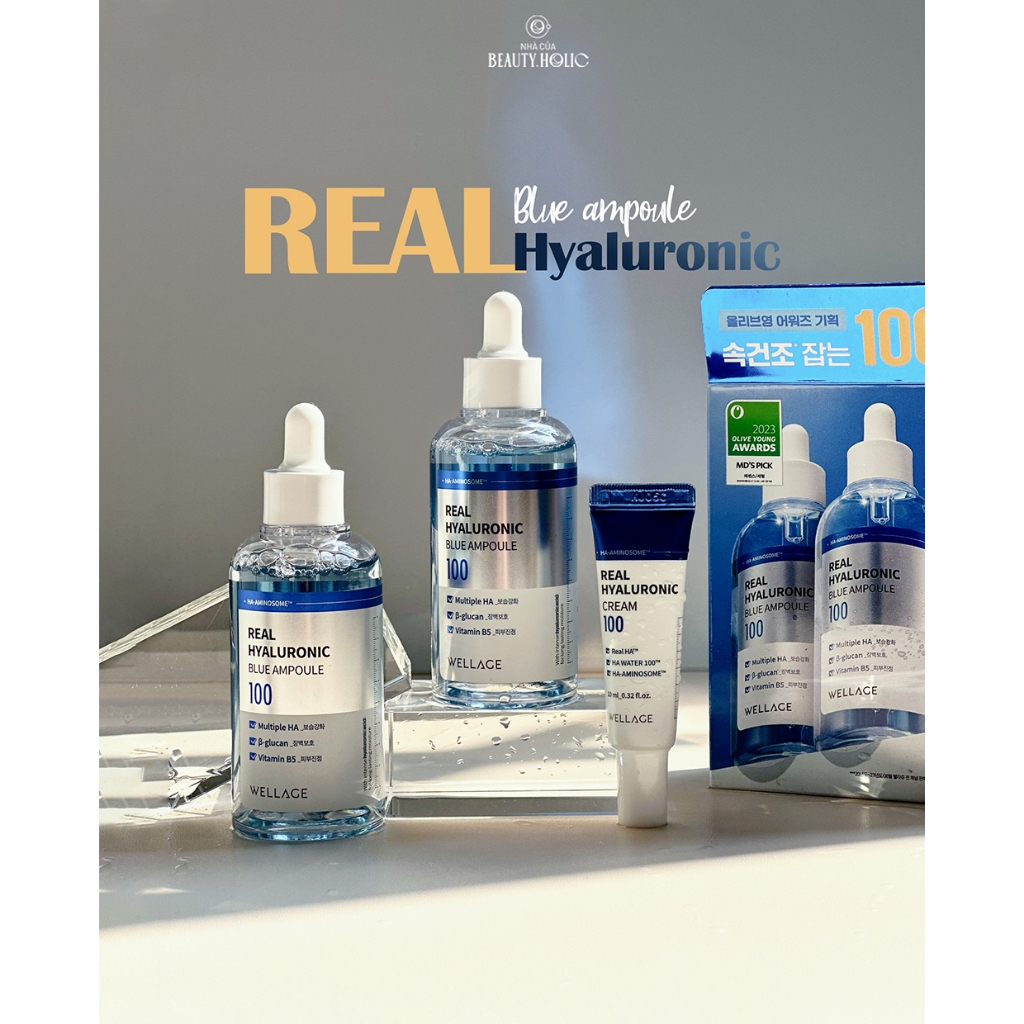 Serum cấp nước WELLAGE REAL HYALURONIC BLUE AMPOULE