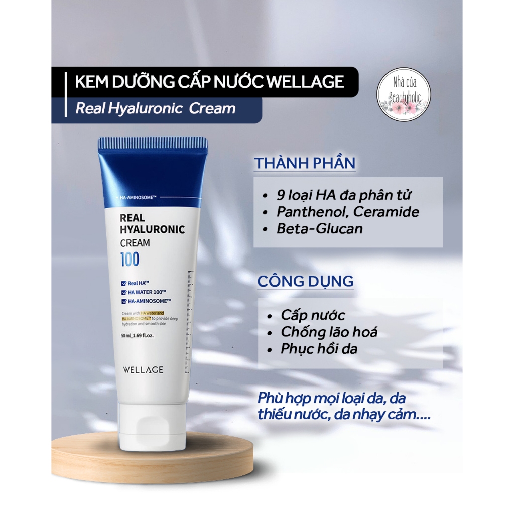 Kem dưỡng cấp nước WELLAGE REAL HYALURONIC CREAM