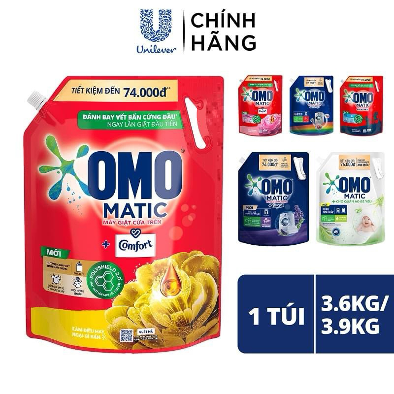 Nước giặt máy giặt cửa trên omo  comffor hương nước hoa 3,6kg