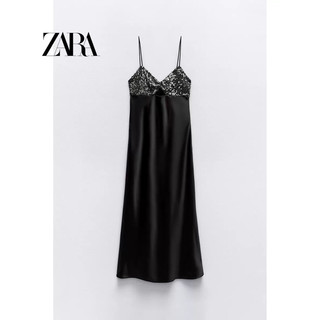 (Sẵn) Váy 2 dây midi lụa phối kim sa Zarraa