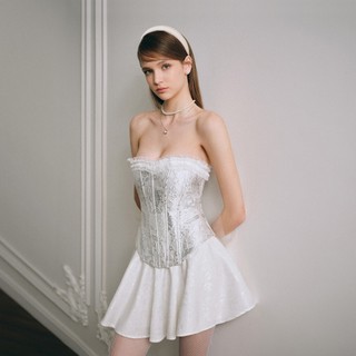DARLING.ISM - Áo corset hoa nổi Snowie Corset vải gấm ánh nhũ