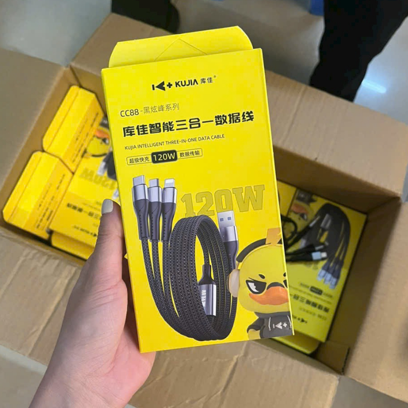 Cáp sạc nhanh 3 trong 1 , cáp sạc nhanh chất liệu hợp kim kẽm giúp sạc nhanh , phù hợp với tất cả mọi điện thoại