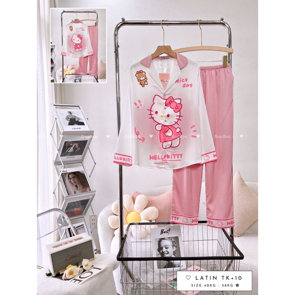 Đồ bộ pijama/pizama TDQD chất latin/lụa cao cấp BOO BOO in 3D hoạt hình. hongduyen2188.