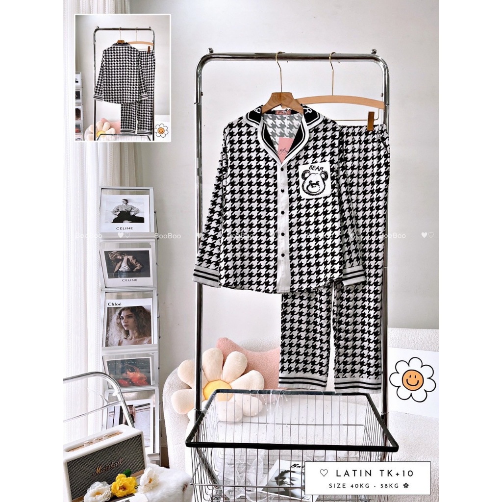 Đồ bộ pijama/pizama TDQD chất latin/lụa cao cấp BOO BOO in 3D hoạt hình. hongduyen2188.