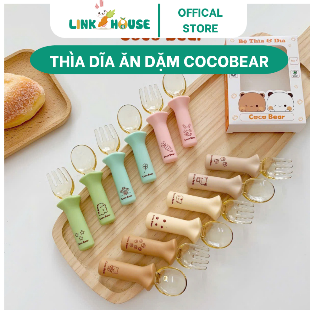 Set Thìa Dĩa Ăn Dặm CocoBear Cho Bé Tập Ăn Dặm
