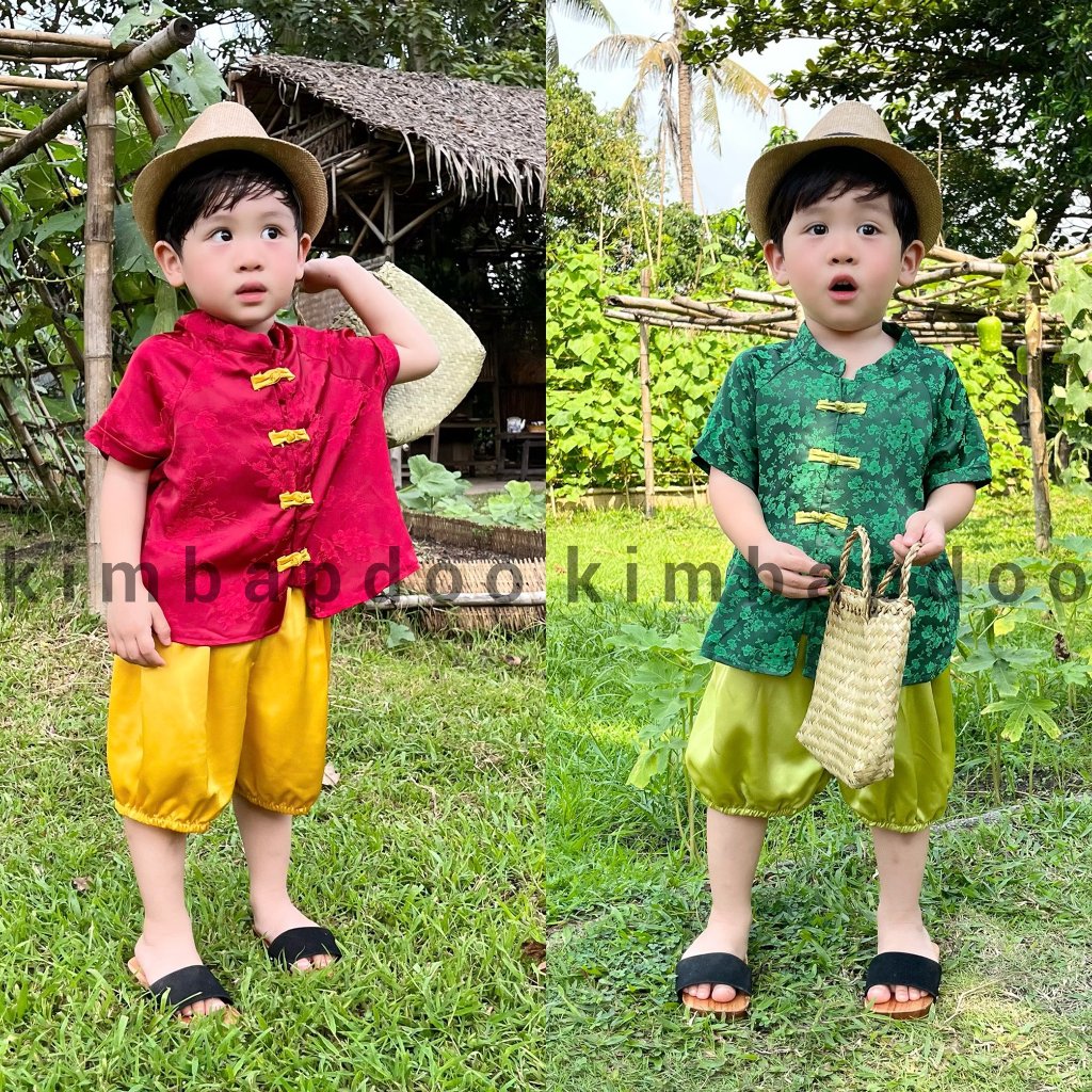Bộ cúc tàu gấm đáng iu cho bé đi chơi Lễ Tết, Trung thu 7-35kg nhà kimbapdoo