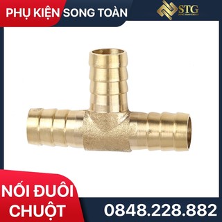Tê Nối Ống & T 3 Trạc - Bằng Đồng Thau Chia 3 Hướng Cắm Lòng Trong Bằng Đuôi Chuột Dùng Cho Ống Mềm PU - Góc Vuông 90 Độ