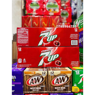 Thùng 12 lon nước ngọt 7up vị cherry mỹ lon 355ml