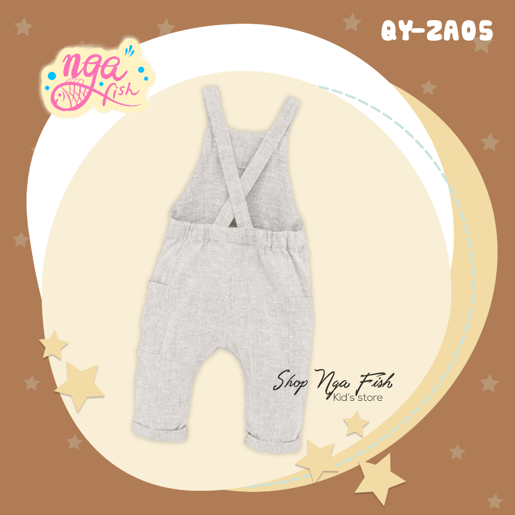 Set yếm cho bé trai bé gái H.M navy áo kẻ sành điêu Nga Fish YHMK - QY-ZA05