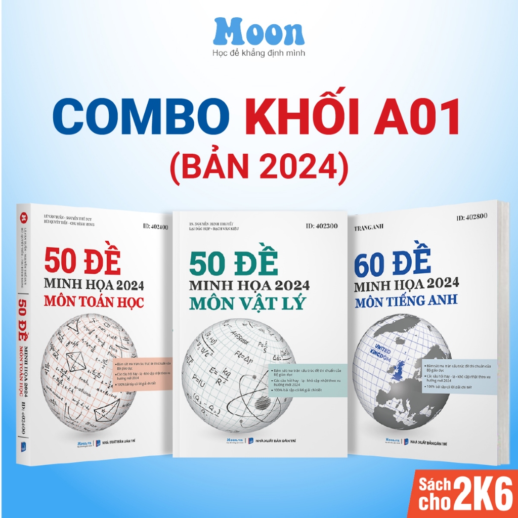 Bộ Đề Trắc Nghiệm Khối A1 ôn luyên thi THPTQG 2024: Combo 3 Sách Môn Toán Lý Anh | Sách ID